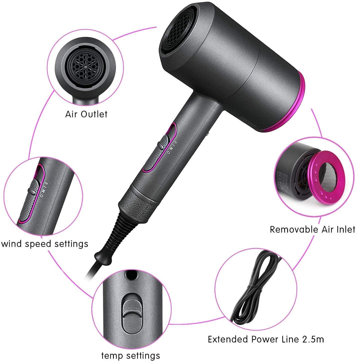 Hair Dryer, 2000W Ionic Blow Dryer Professional Hairdryer with Diffuser