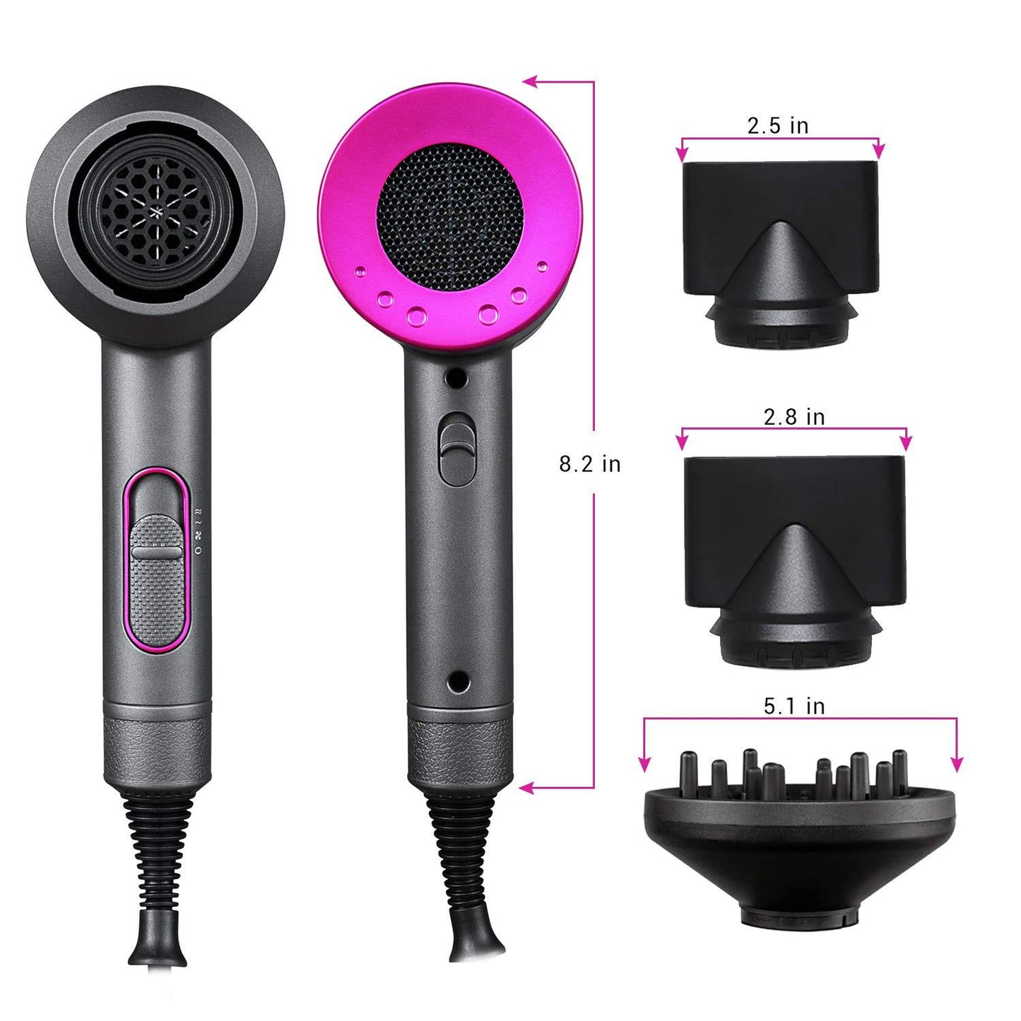 Hair Dryer, 2000W Ionic Blow Dryer Professional Hairdryer with Diffuser
