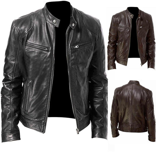 Leather Jacket Men Black Brown Winter Autumn Fashion