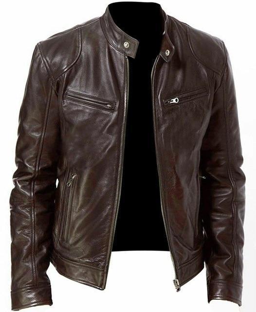 Leather Jacket Men Black Brown Winter Autumn Fashion